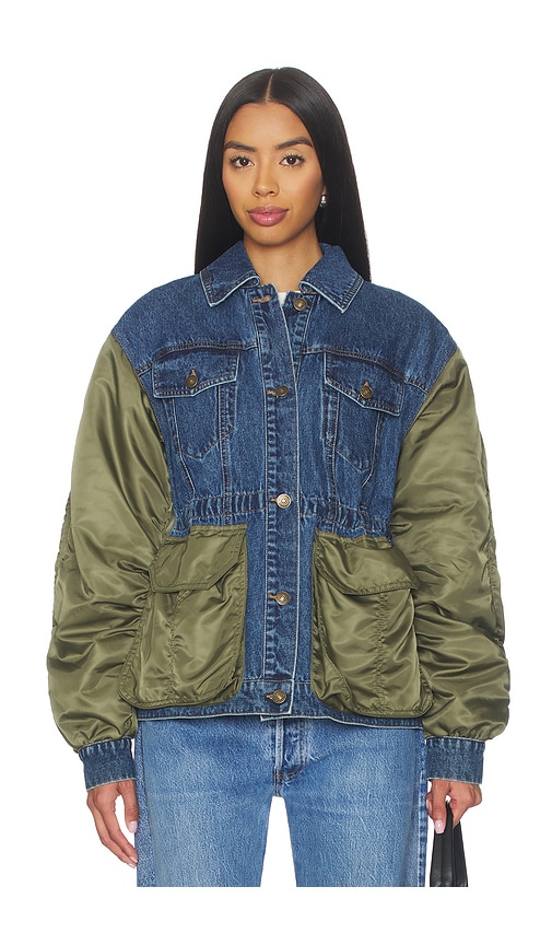 Steve Madden Joie Mixed Media Jacket In Blue