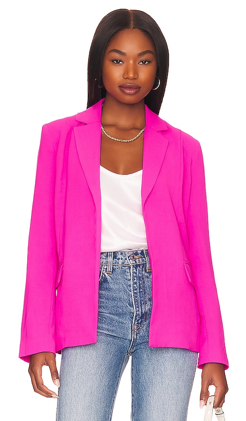 Women's Bright Neon Pink Luxury Fitted Double Breasted Blazer With
