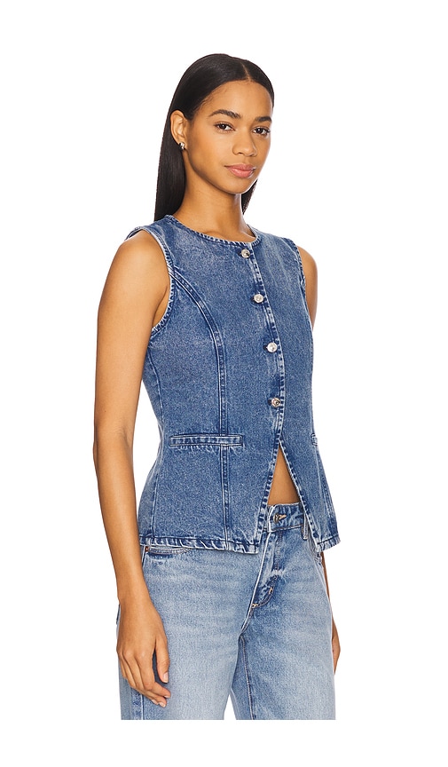 Steve Madden Wesley Denim Button-up Vest In Acidwash Denim