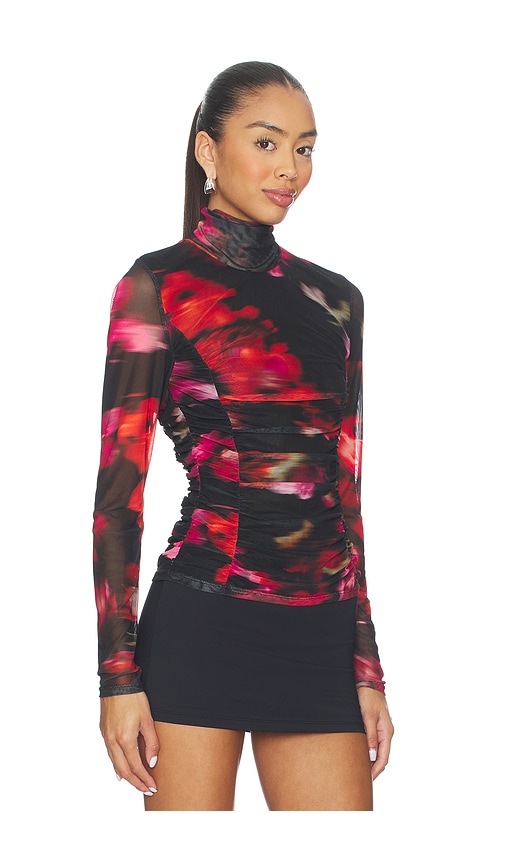 Steve Madden Taylore Printed Mesh Mock Neck Top In Multi