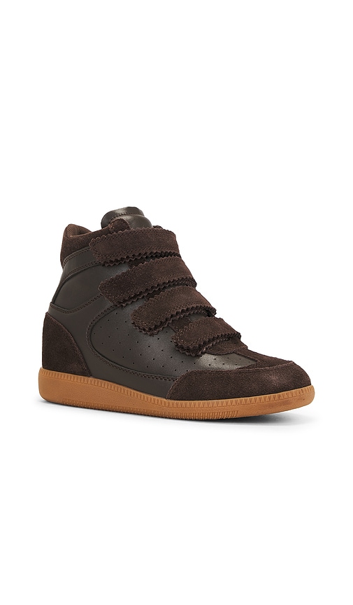 Steve Madden Mustang Wedge Sneaker In Brown Suede