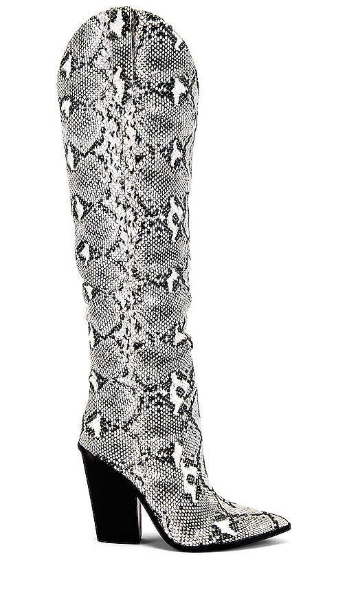 black and white snake boots