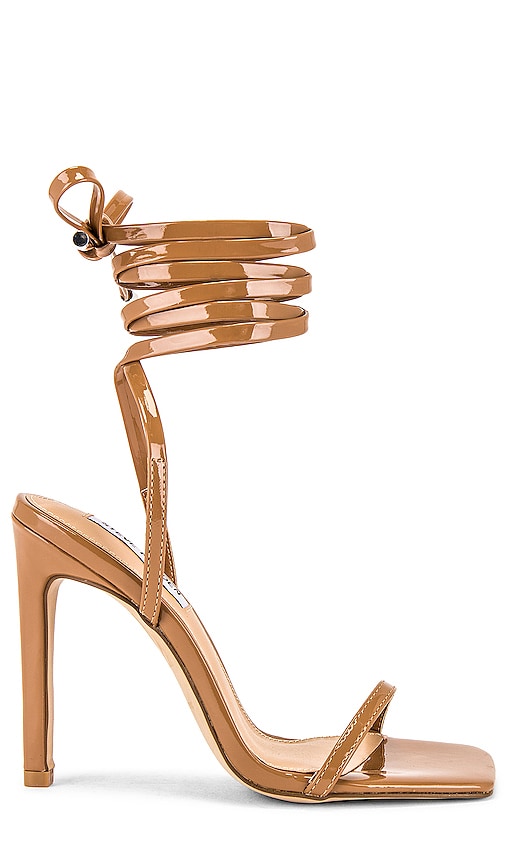 Steve Madden Uplift Strappy Heel in Camel Patent REVOLVE