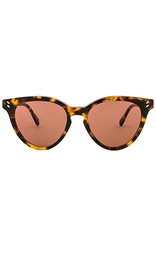 Stella McCartney Round Cat Eye Acetate in Shiny Medium Havana & Brown ...