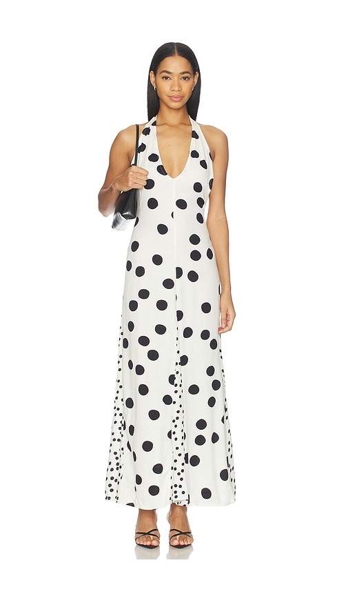 polka dot wedding guest dress Leely Women Black and White Dots Maxi Spaghetti Straps Mermaid Backless Neck Scarf Bridesmaid Dress Package Contents Black polka dots, a love-filled