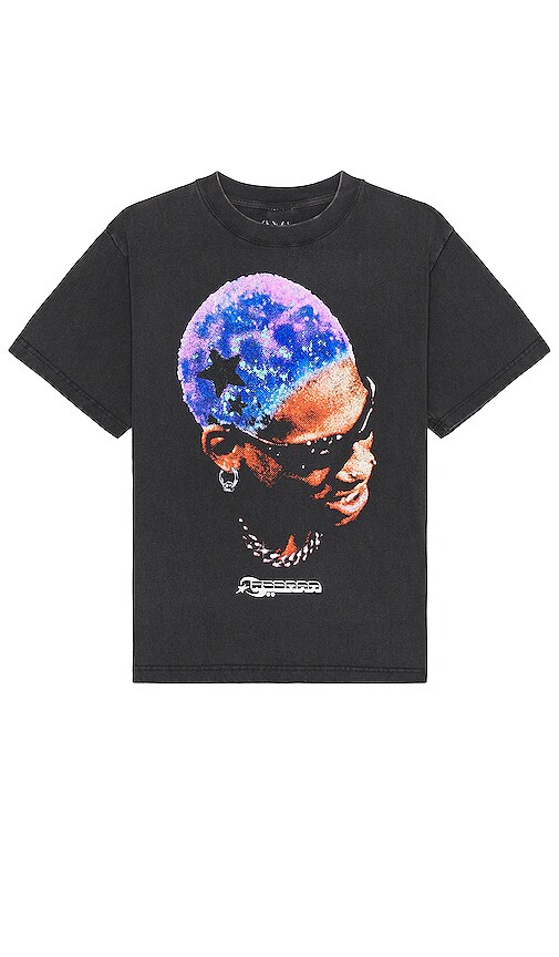 Stadium La Rodman Purple Stars Tee In Washed Black