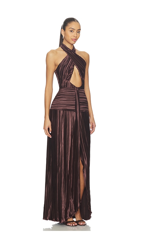 Sonya Moda Ariana Plisse Dress In Brown