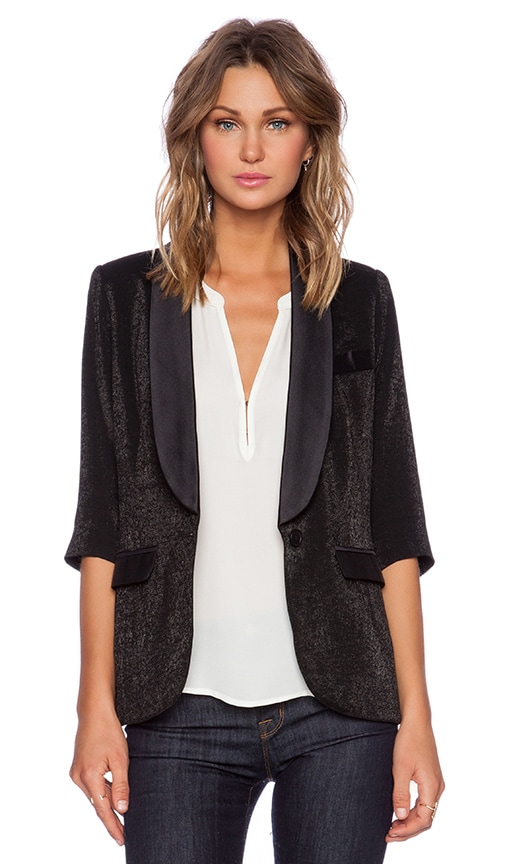 Smythe Dickens Blazer in Black Shimmer | REVOLVE