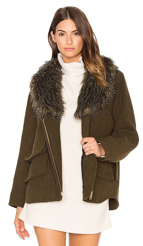 Detachable Faux Fur Collar Flak Jacket