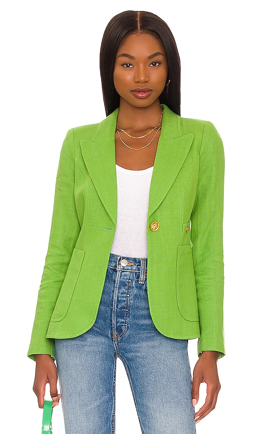 Smythe Patch Pocket Duchess Blazer with Elbow Patch in Grass with White ...