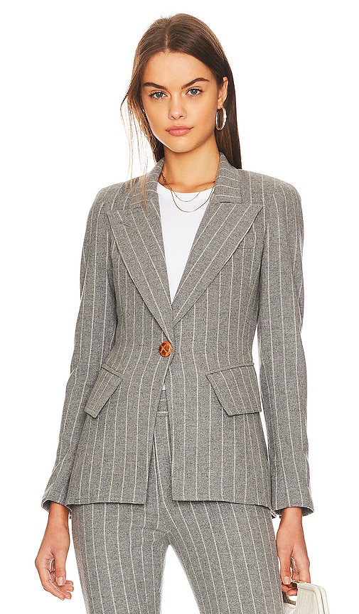 Smythe Pinstripe One Button Wool Blend Blazer In Flannel Pinstripe ...