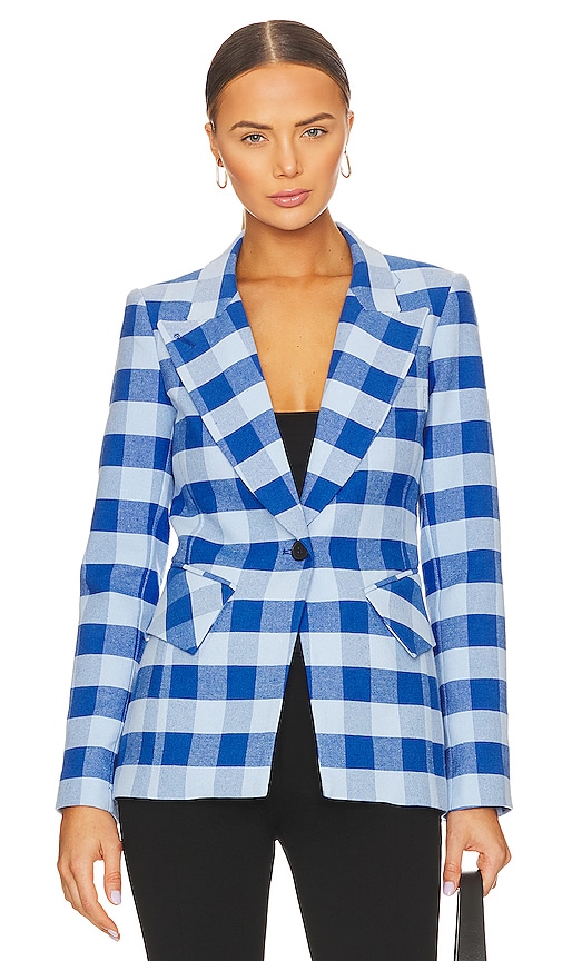Smythe Lounge Check Cotton Blend Blazer In Blue Check | ModeSens