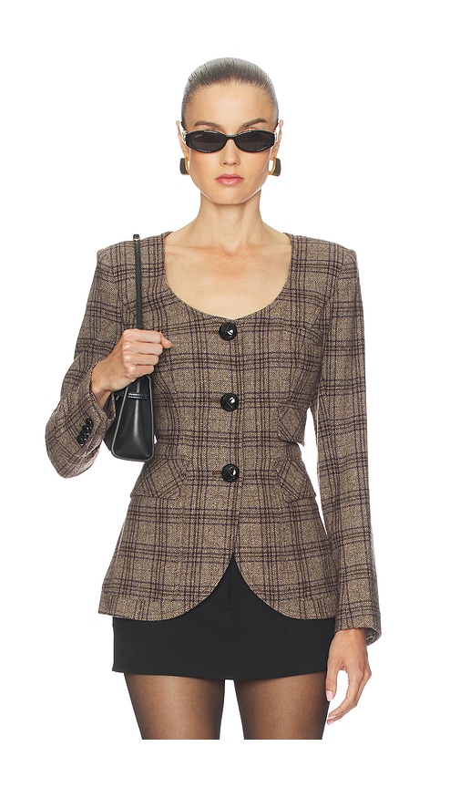 Smythe Portrait Neck Blazer In Animal Print