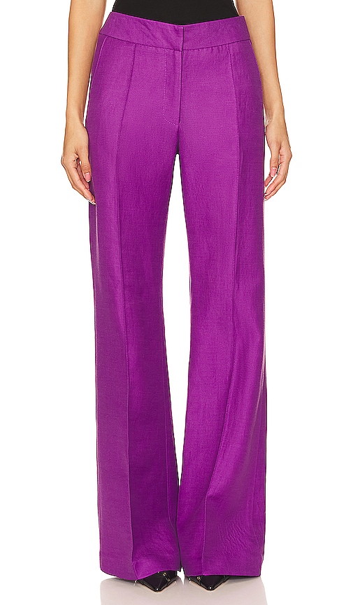 Smythe Wide Leg Pintuck Trouser In Purple