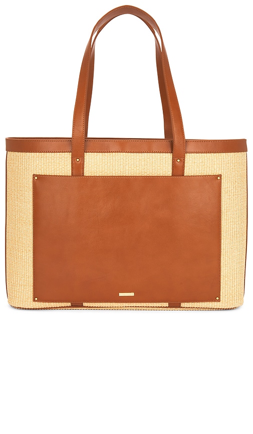 Shop Sancia X Revolve The Udine Raffia Tote In 干邑白兰地色