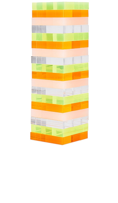 Shop Sunnylife Mini Lucite Jumbling Tower In Green