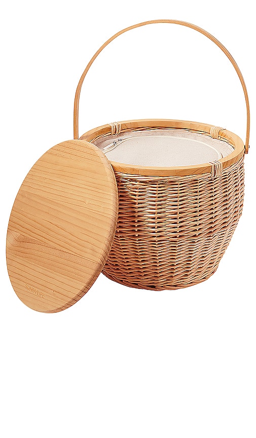 Sunnylife Life's A Picnic Round Cooler Basket In Natural