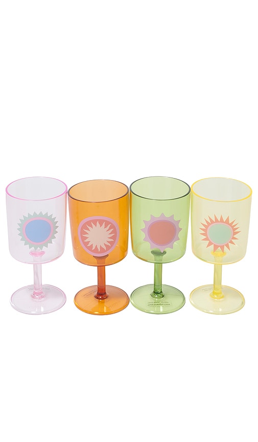 Sunnylife Poolside Wine Glass Set Of 4 In Rio Sun Multi