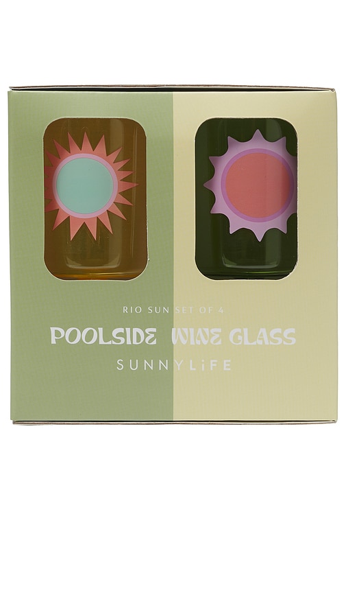 Shop Sunnylife Poolside Wine Glass Set Of 4 In Rio Sun Multi