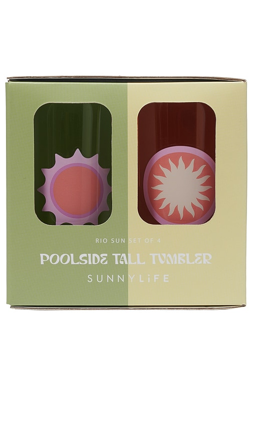 Shop Sunnylife Poolside Tall Tumbler Set Of 4 In Rio Sun Multi