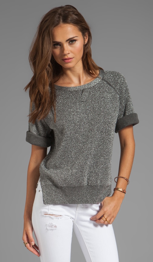 Cotton and Lurex Short Sleeve Sweater
