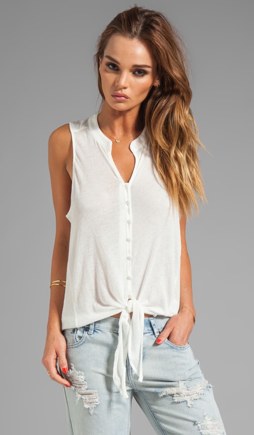 Soft Joie Cameo Tie Front Tank in Porcelain