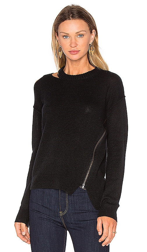 SOH Cut Out Zip Sweater in Noir | REVOLVE