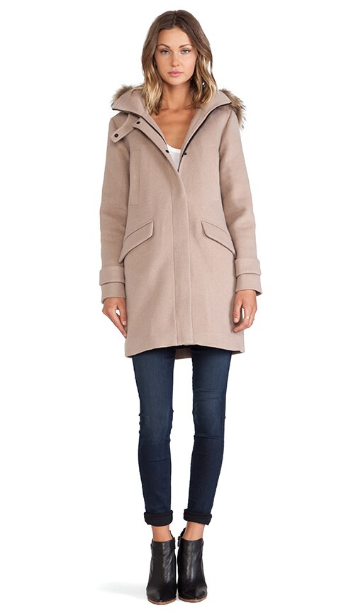Annick Classic Wool Coat with Fur Trim