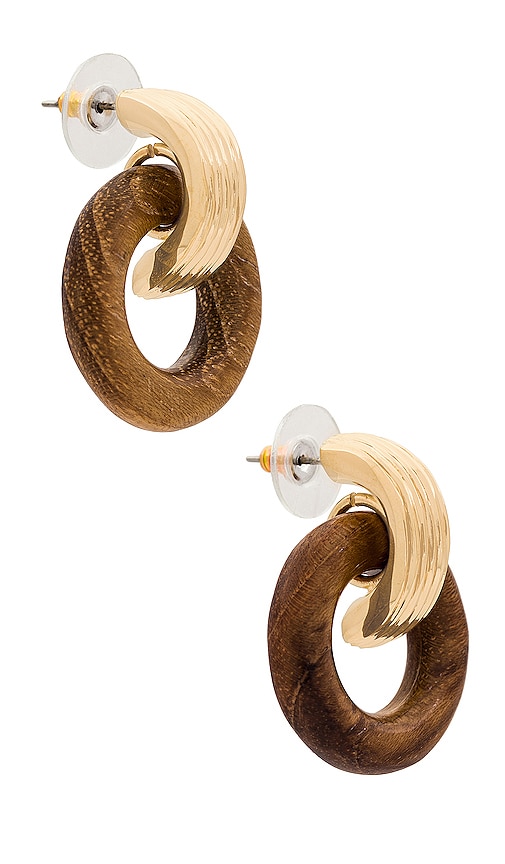 Soko Shujaa Wood Earring In Metallic Gold