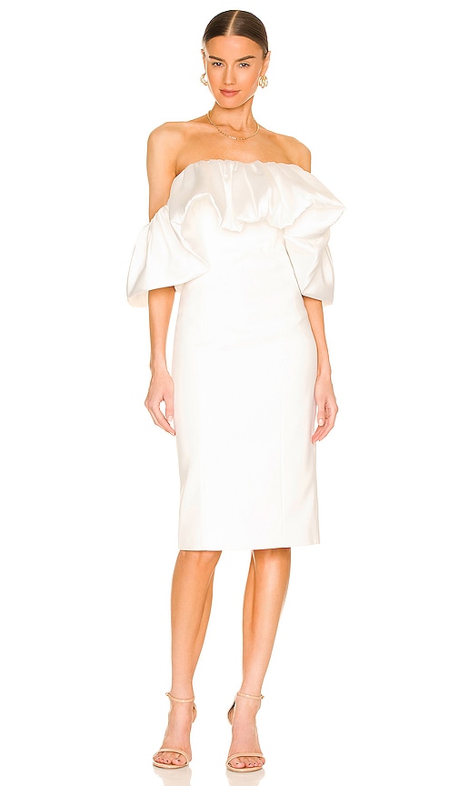 SOLACE London Raina Midi Dress in Cream | REVOLVE