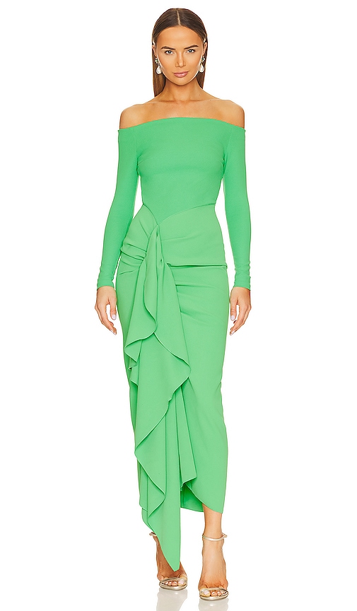 SOLACE London Lotus Midi Dress in Green | REVOLVE