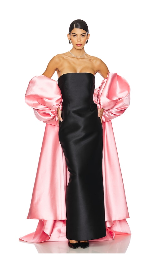 SOLACE London Lea Maxi Dress in Soft Pink & Black | REVOLVE