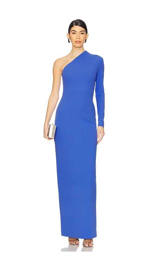 blue formal dresses short Midi One Sleeve DRESS ASYMMETRIC blue – MONOSUIT