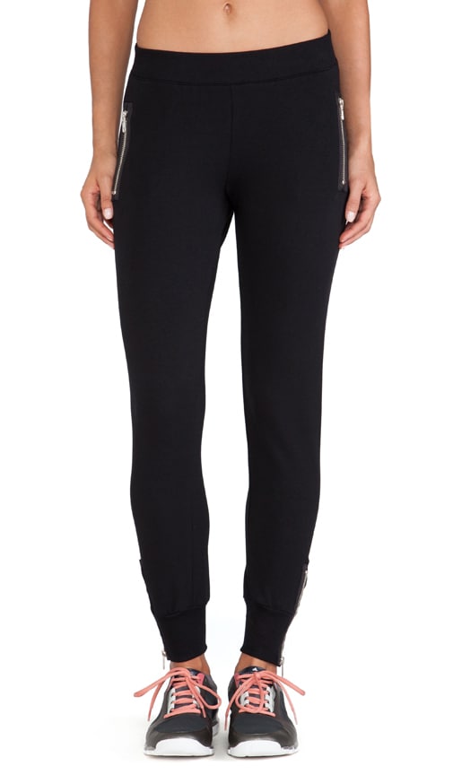 So Low Leather Zipper Detail Sweatpant