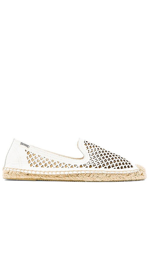 Soludos Perforated Leather Smoking Slipper in White