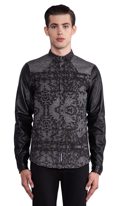 Button Down w/Leather Sleeves