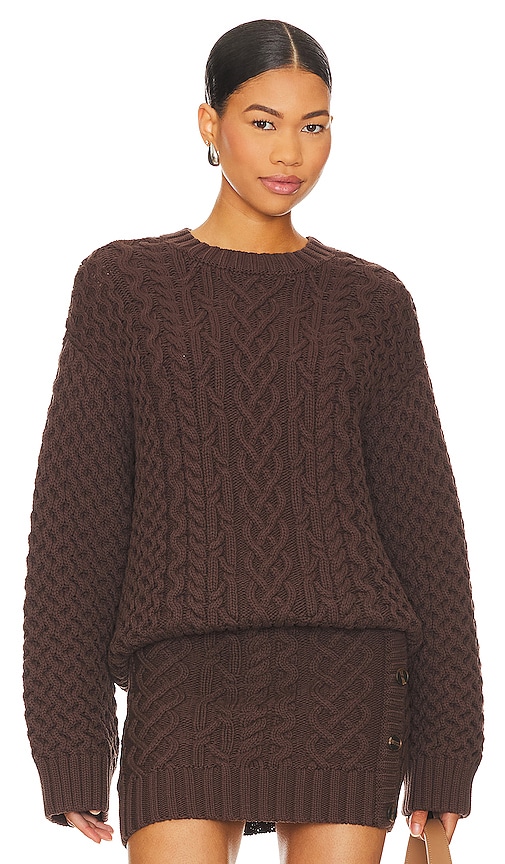 Song Of Style Naara Cable Crew Pullover In Brown