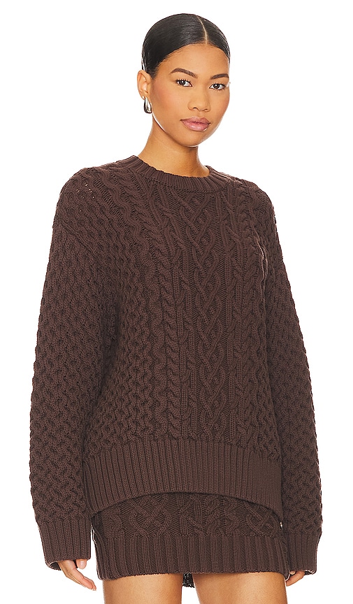 Shop Song Of Style Naara Cable Crew Pullover In Brown