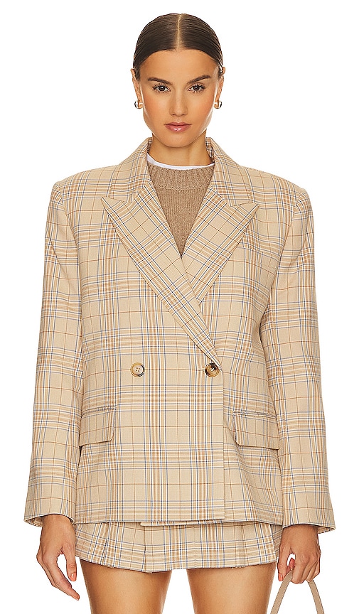 Shop Song Of Style Ansley Blazer In Camel Multi Check