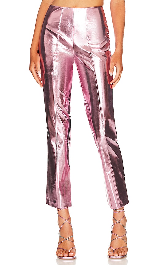 ASOS DESIGN Florence authentic straight leg jeans in bright pink metallic |  ASOS