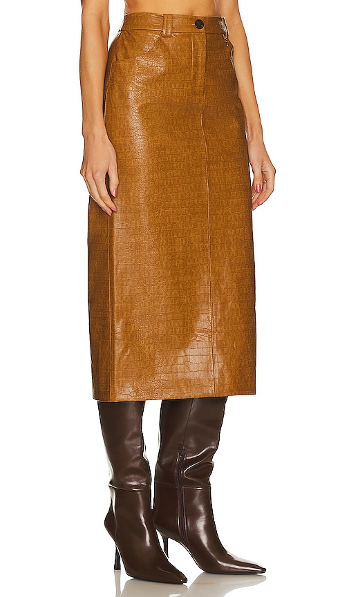 Shop Song Of Style Marlon Midi Skirt In Russet Brown