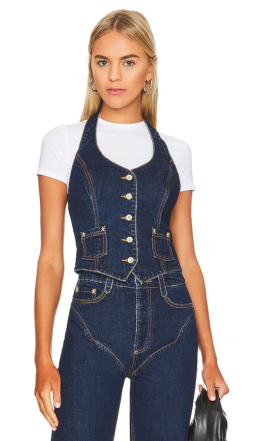 Song of Style Jaclyn Western Vest in Dark Blue