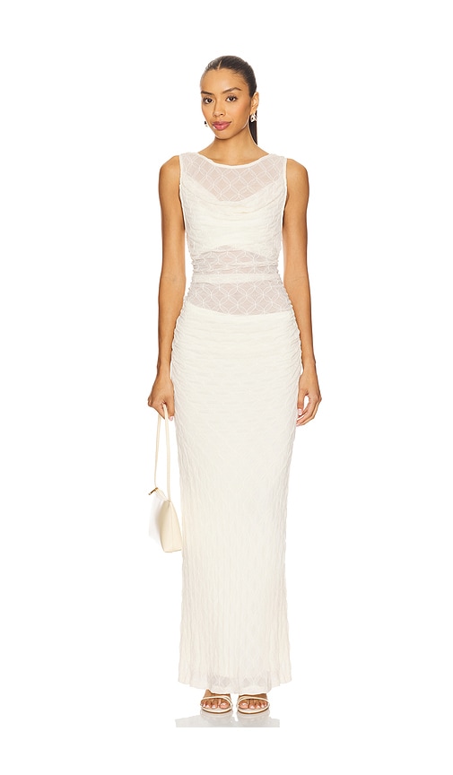 Love Cowl Mesh Dress in Cream. - size XL (also in L, M, S, XS)