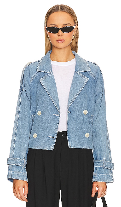Shop Sovere / Theory Crop Denim Trench In Blue