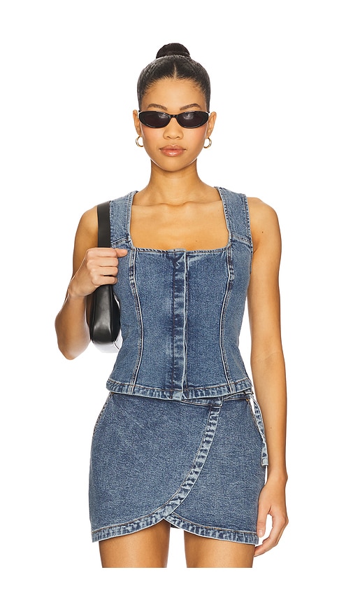 Dawn Denim Bodice Top in Blue. - size XS (also in S)
