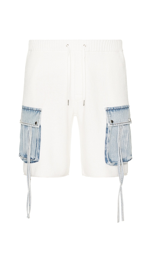SER.O.YA Henry Cargo Short in White & Denim