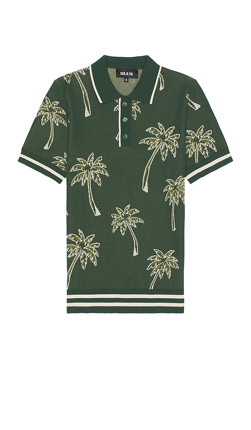 SER.O.YA Calan Polo in Palm Tree Jacquard Green
