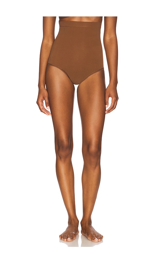 Seamless Power High Waisted Thong in Brown. - size S (also in L, M, XL)