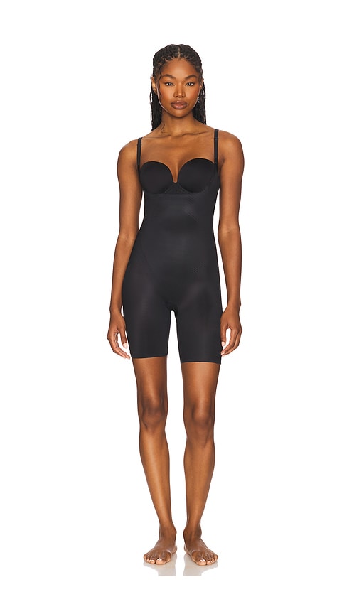 Shape Invisible Shaping Open-bust Mid-thigh Bodysuit in Black. - size XS (also in L, M, S, XL)