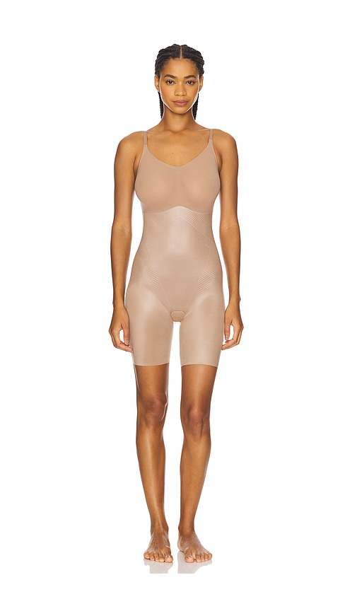 Shape Invisible Shaping Closed Bust Mid-thigh Bodysuit in Taupe. - size XXL (also in L, M, XL, XS)